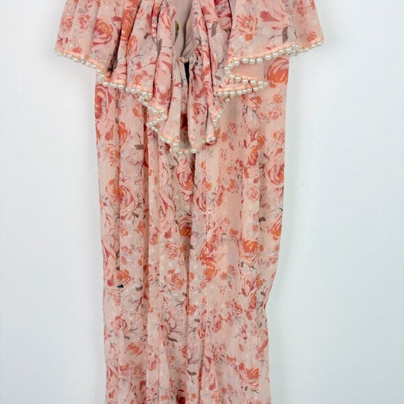 La Maison Talulah The Faithful Maxi Dress Pink Floral Pearl Size Small S EUC - Picture 10 of 16